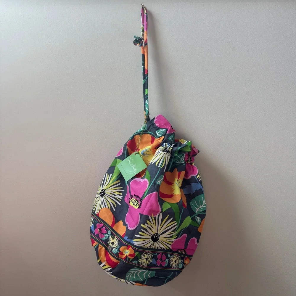 Vera Bradley Jazzy Blooms Ditty Bag Floral Drawstring Travel Pouch 10132-138 NEW